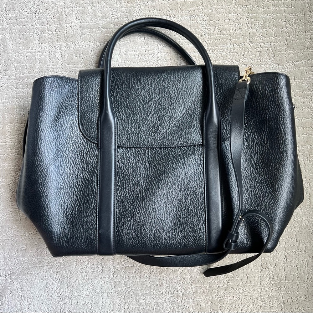 Cuyana Black Pebbled Leather Crossbody Tote Bag * Like New